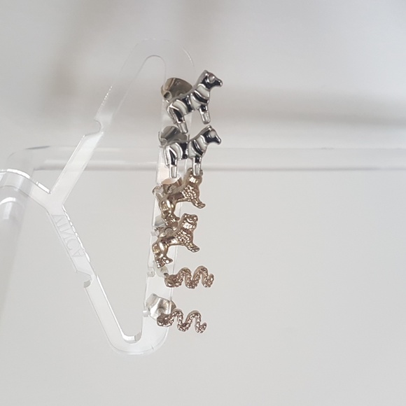 Set of 3 | Animal Stud Earrings | Zebra, Lion, Snake | EUC - Picture 2 of 6